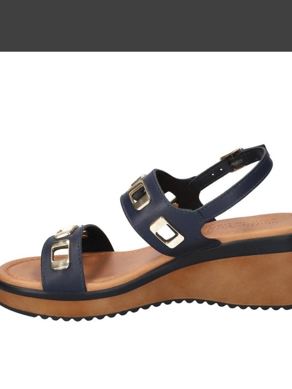 BELLA VITA  -NEW IN BOX- WEDGE SANDALS NAVY BLUE 6.5 ITALIAN LEATHER
